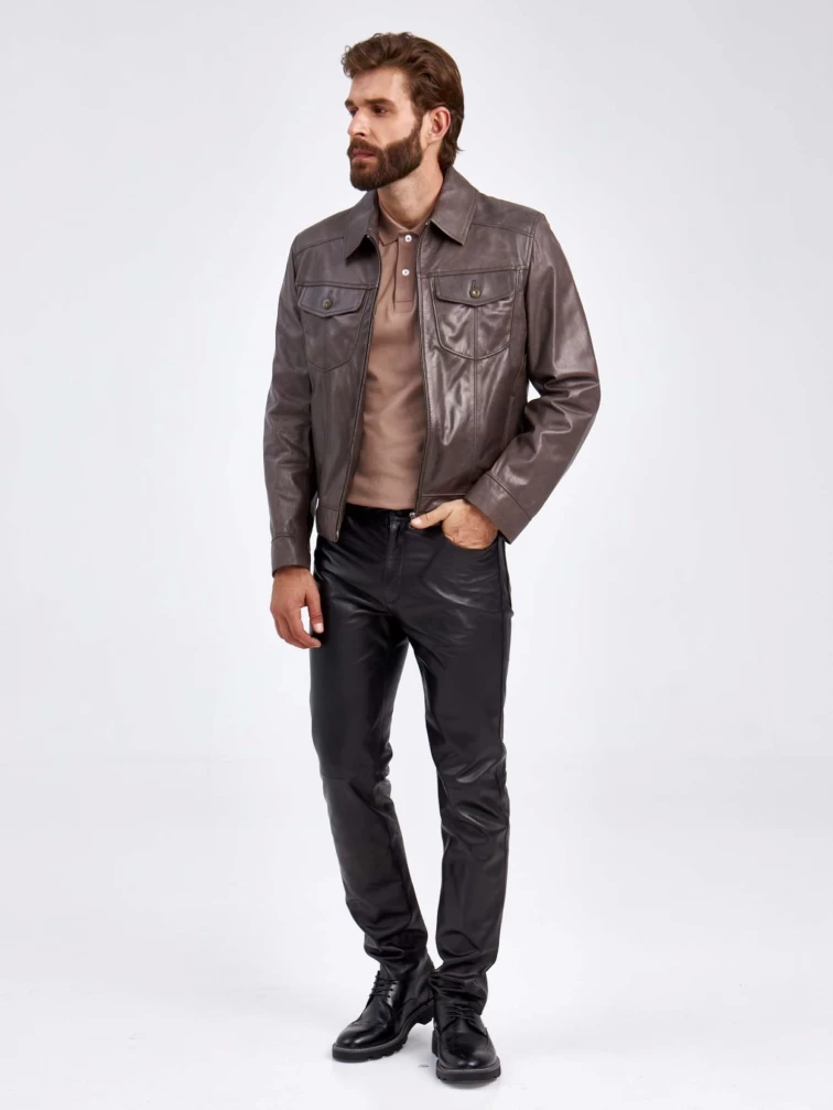 Короткая кожаная мужская куртка Ray, серая, размер 48, артикул 29290-1