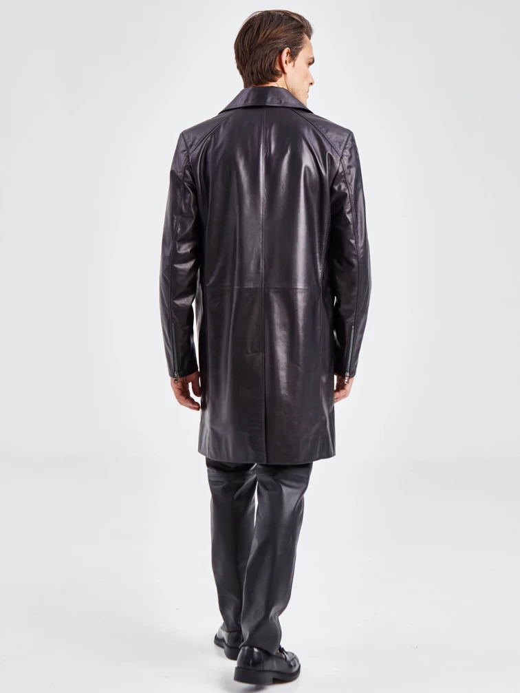 Мужское кожаное пальто из натуральной кожи премиум класса 554, черное, размер 54, артикул 71350-4