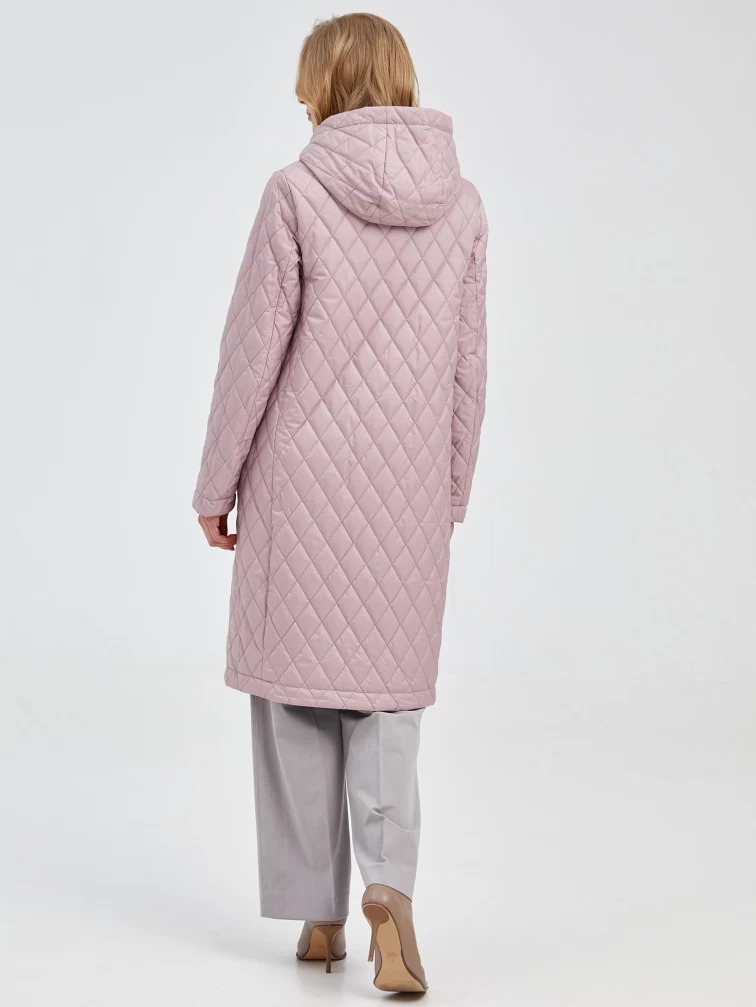 Женский текстильный двусторонний пуховик с капюшоном 21330, пудровый, размер 42, артикул 25170-4