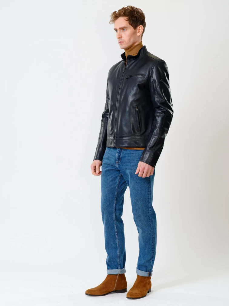 Кожаная куртка мужская 506о, синяя, размер 50, артикул 28541-3