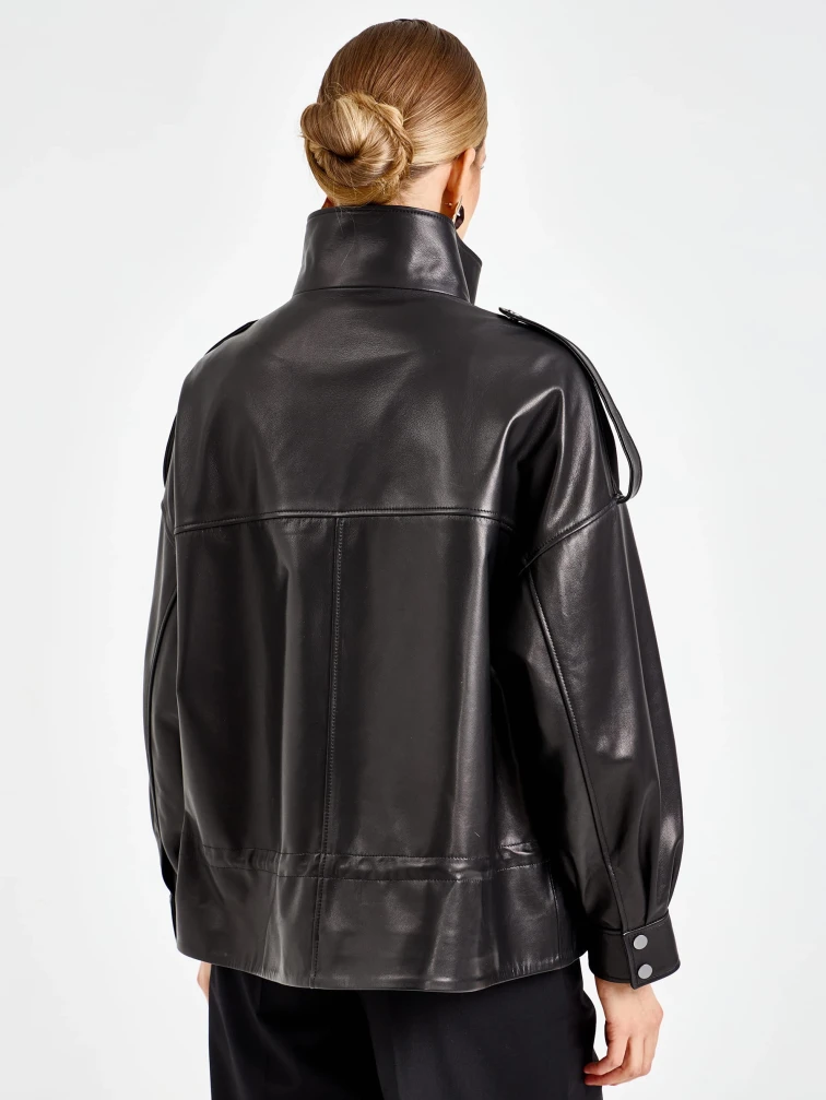 Черная женская кожаная куртка 3101, размер 42, артикул 92200-4