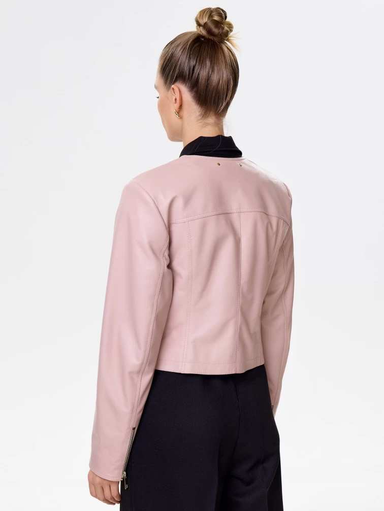 Пудровая кожаная женская косуха 389, размер 42, артикул 90451-5