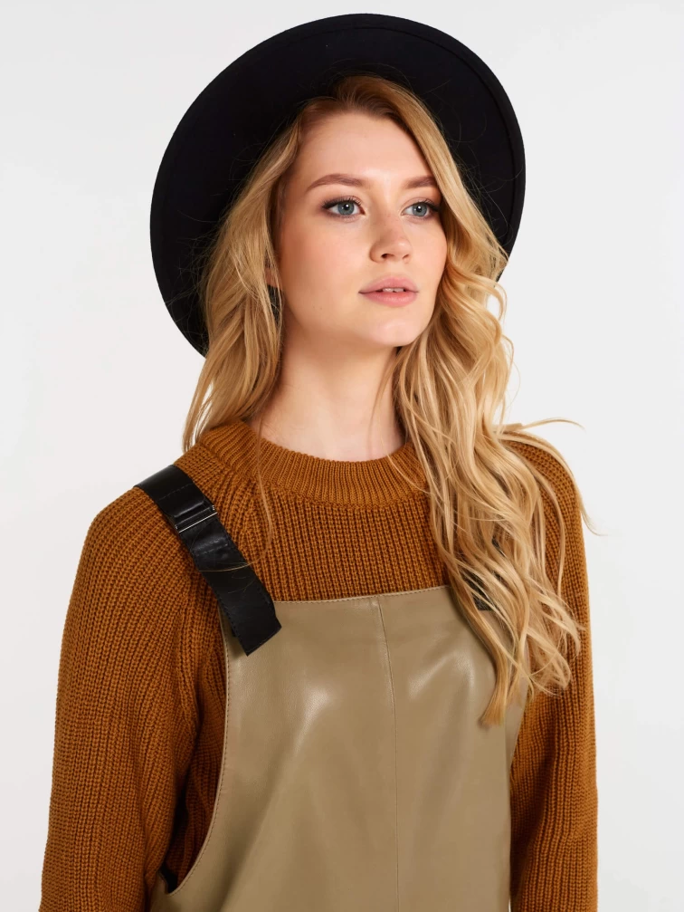 Кожаный сарафан 01, серо-коричневый, размер 44, артикул 85160-2