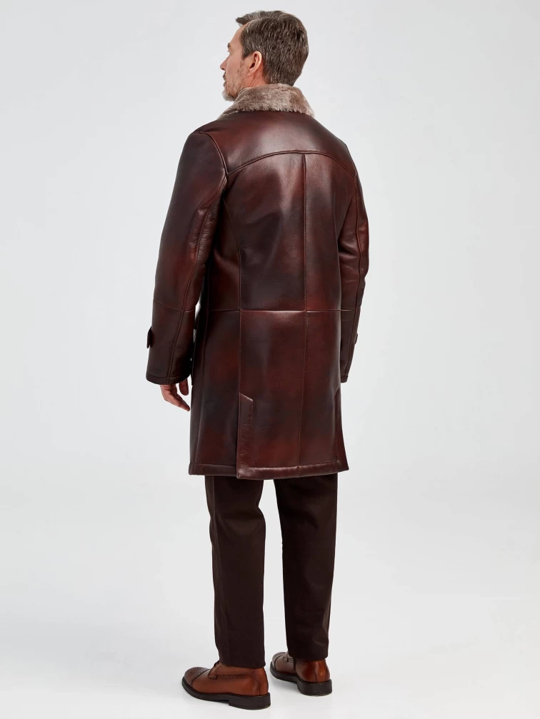 Длинная классическая мужская дубленка 419, виски, размер 48, артикул 70851-4