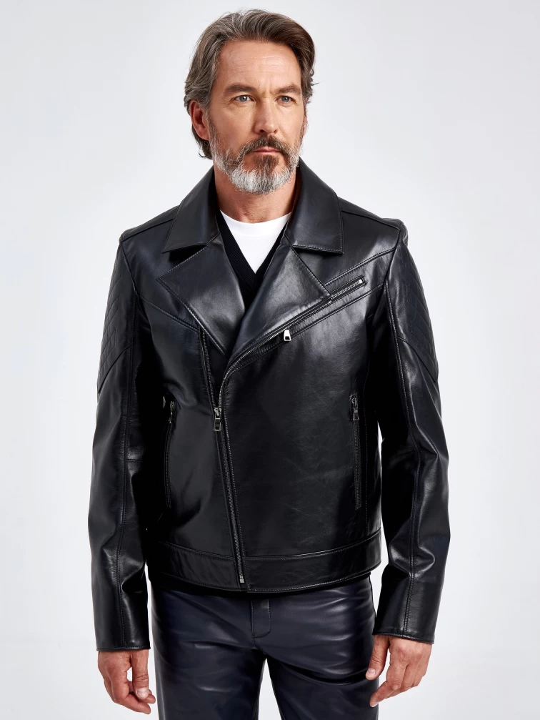 Кожаная косуха мужская 547, черная, размер 50, артикул 28480-1