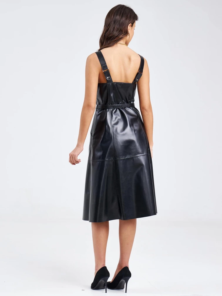 Женский сарафан из натуральной кожи 03, черный, размер 50, артикул 85200-5