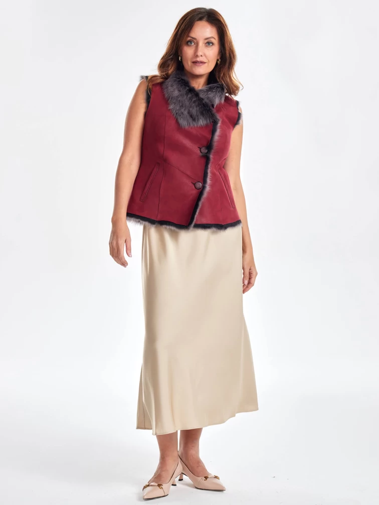 Меховой жилет из тосканы премиум класса для женщин 06, красный, размер 46, артикул 62430-5