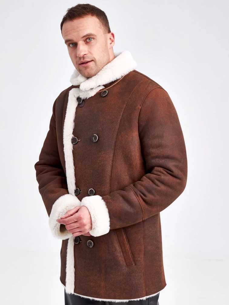 Дубленка двубортная мужская 431, виски, размер 48, артикул 71151-0