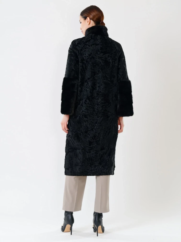Женская шуба из меха каракуля с мехом норки 17101д(сн), черная, размер 44, артикул 22650-3