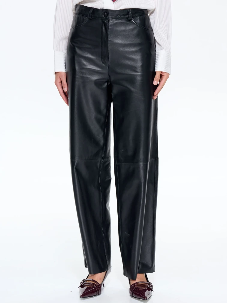 Женские брюки из натуральной кожи 11, черный, размер 46, артикул 86040-1