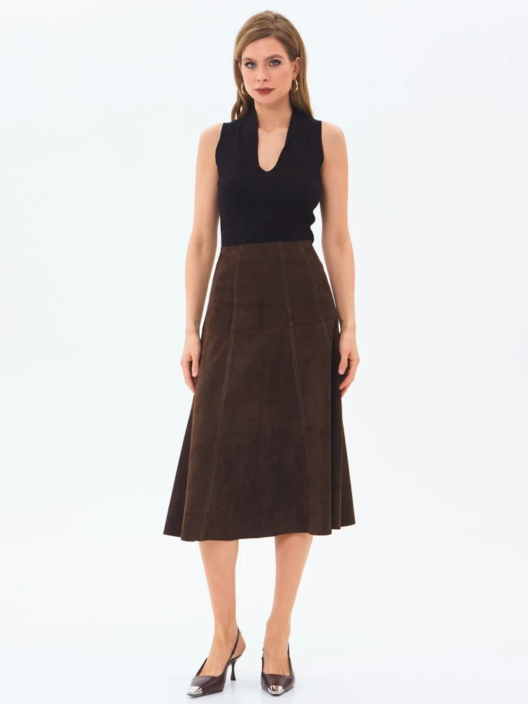 Коричневая замшевая юбка 17з, размер 42, артикул 86020-0