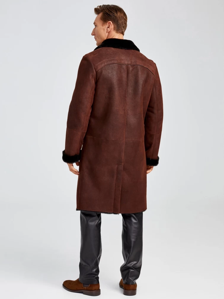 Длинная классическая мужская дубленка премиум класса 407, виски, размер 48, артикул 70760-4