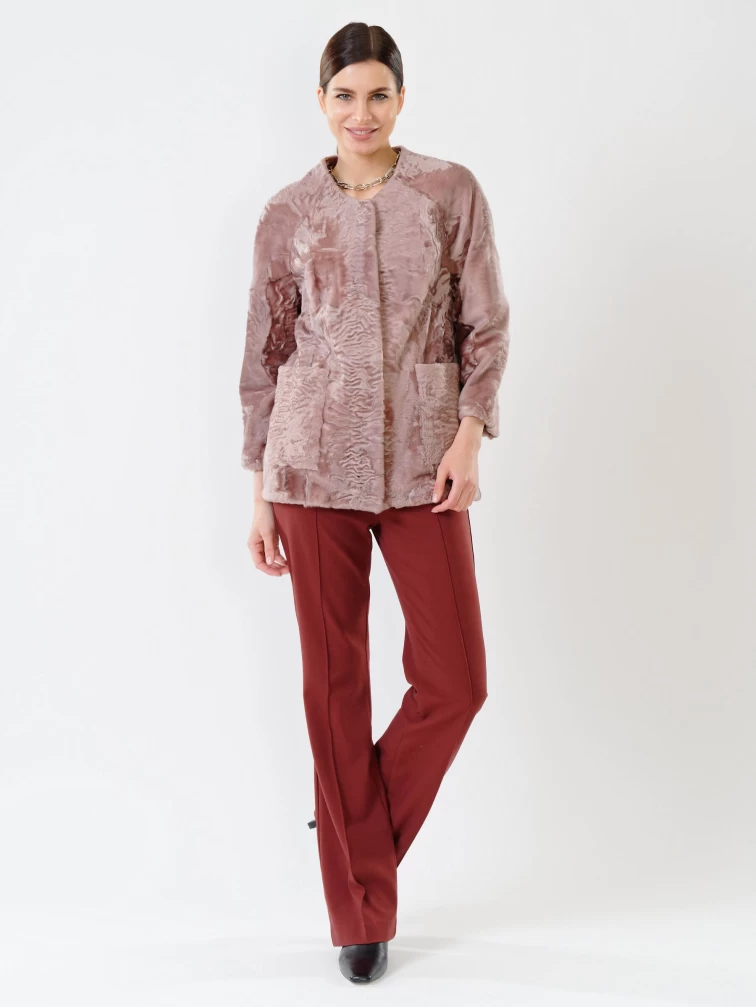 Куртка из каракуля женская 17309, розовая, размер 48, артикул 22530-3