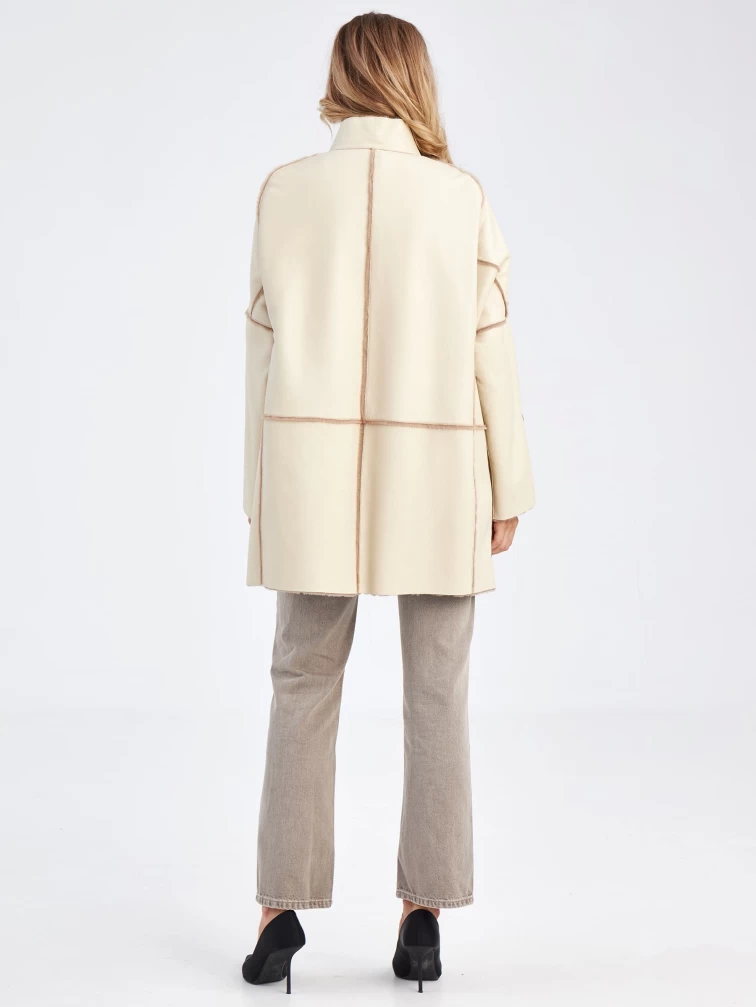 Женская куртка оверсайз из меховой овчины на молнии премиум класса 2036, бежевая, размер 48, артикул 63570-6