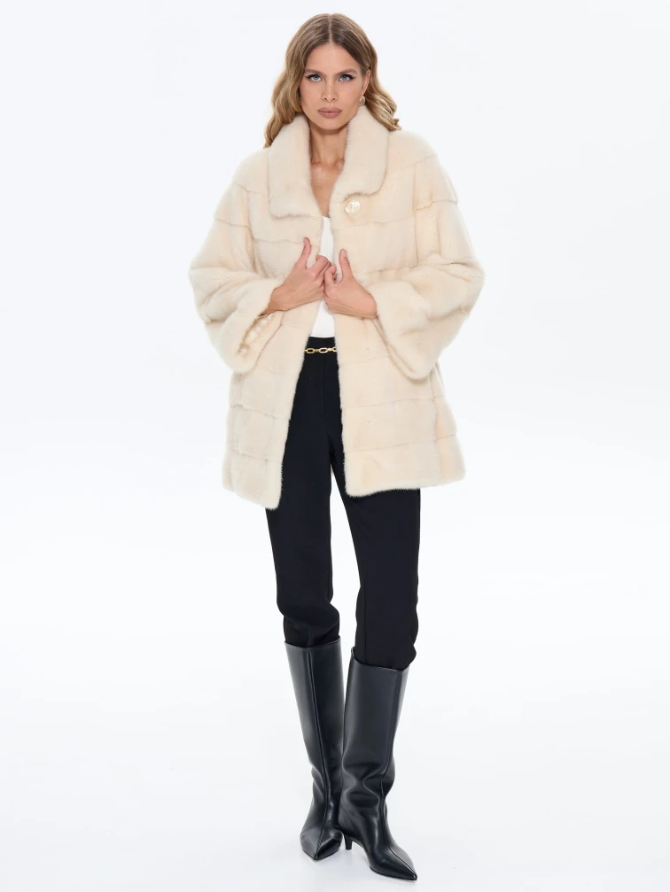 Белая женская норковая шуба MANAKAS 2478, размер 42, артикул 34280-6