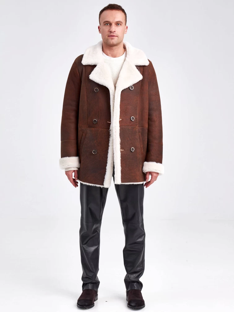 Дубленка двубортная мужская 431, виски, размер 48, артикул 71151-5