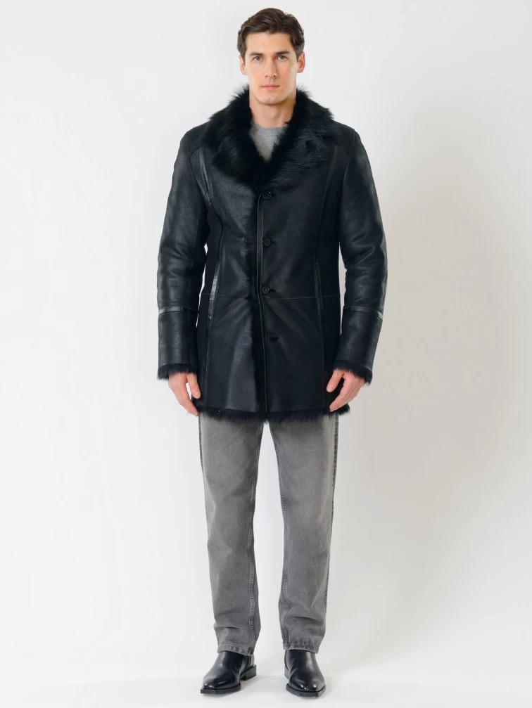 Классическая мужская дубленка из тосканы премиум класса Леон(т), черная, размер 62, артикул 70620-3