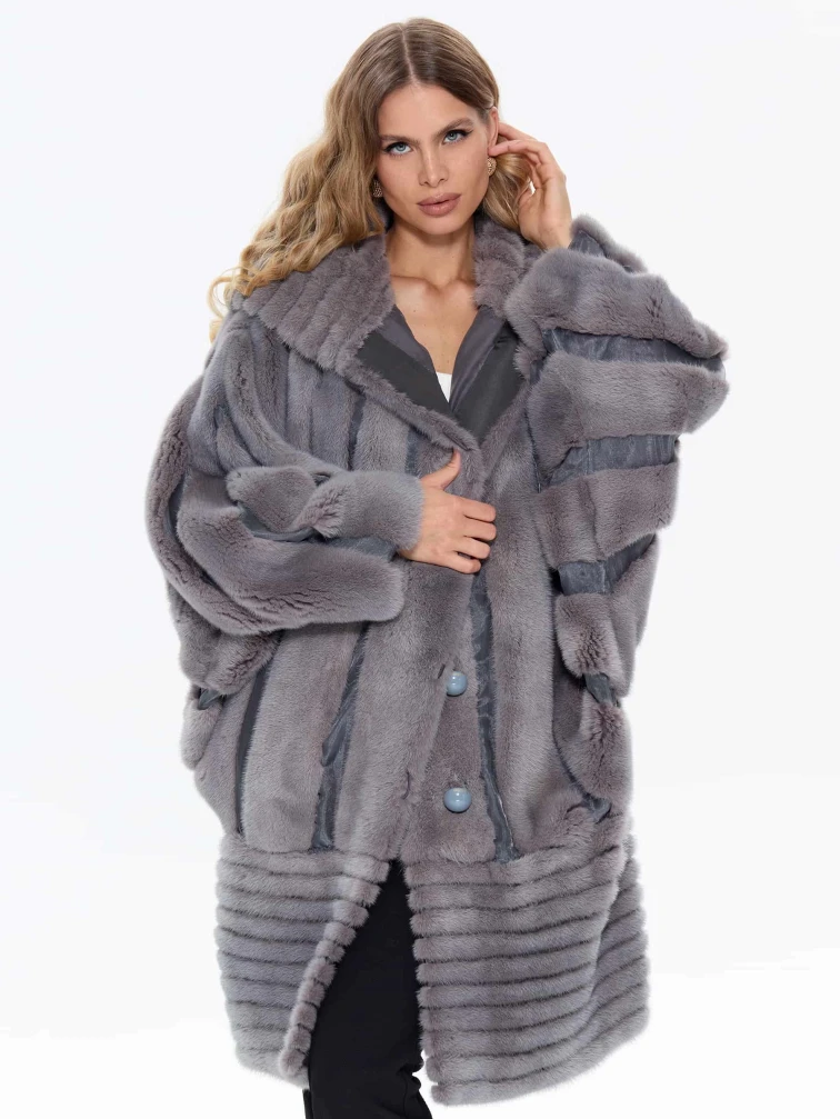 Норковая женская шуба BRASCHI ELM 042, серая, размер 46, артикул 34440-6