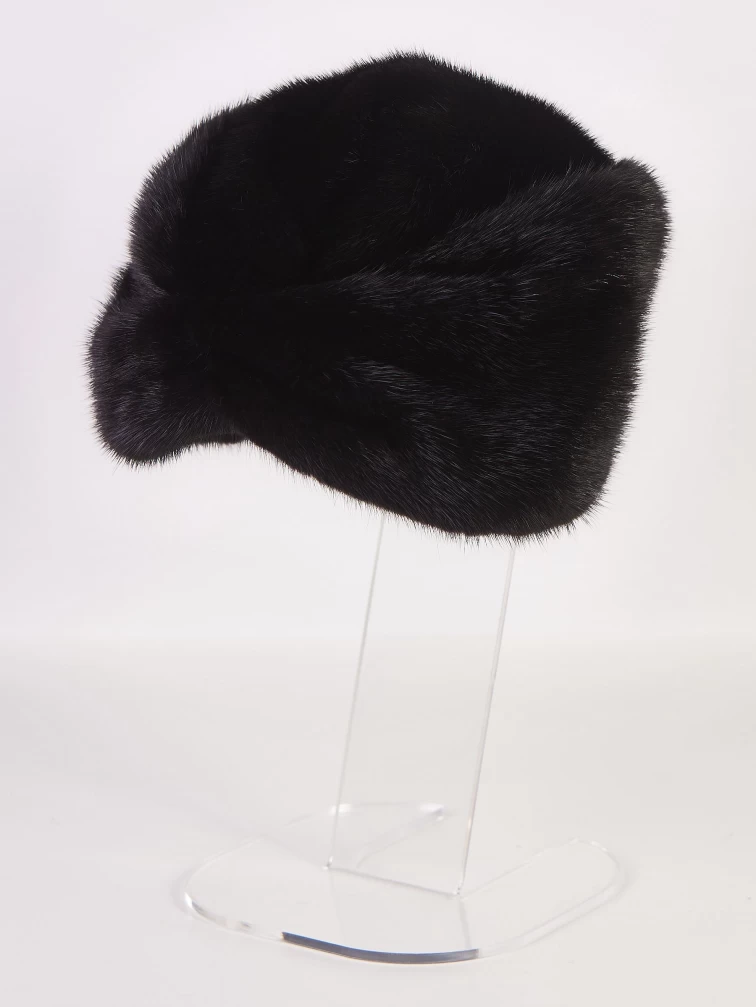 Головной убор из меха норки женский Графиня, черный, размер 58, артикул 51540-0