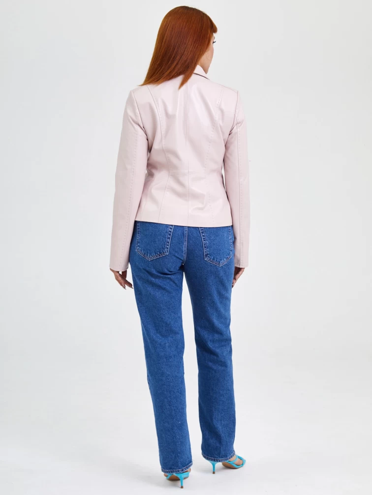 Кожаный женский пиджак 316рс, пудровый, размер 48, артикул 91522-5