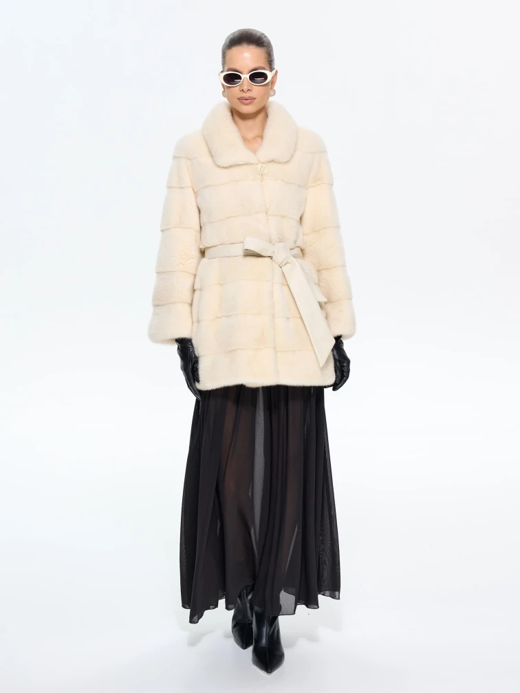 Бежевая женская норковая шуба MANAKAS 2478, размер 44, артикул 34270-1