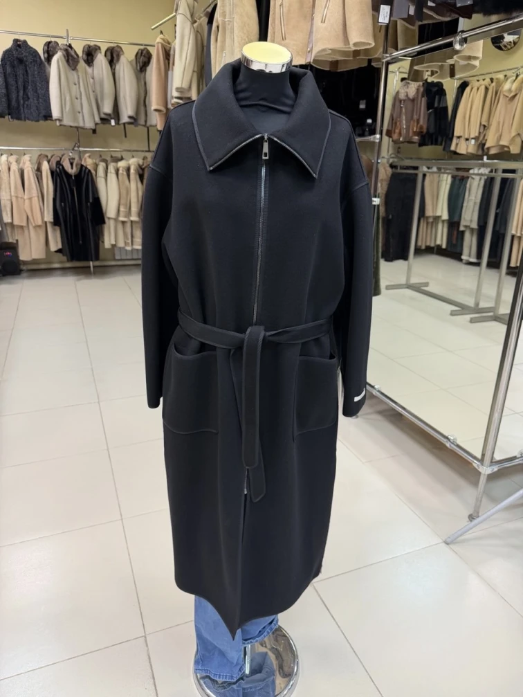 Пальто кашемировое женское 1058-120, черное, размер 44, артикул 92510-0