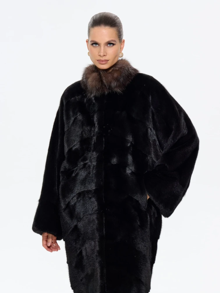 Норковая длинная женская шуба Анастасия, черная, размер 44, артикул 65650-0