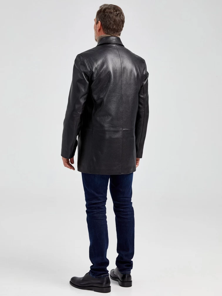Кожаный пиджак мужской премиум класса 21/1, черный, размер 46, артикул 29031-5