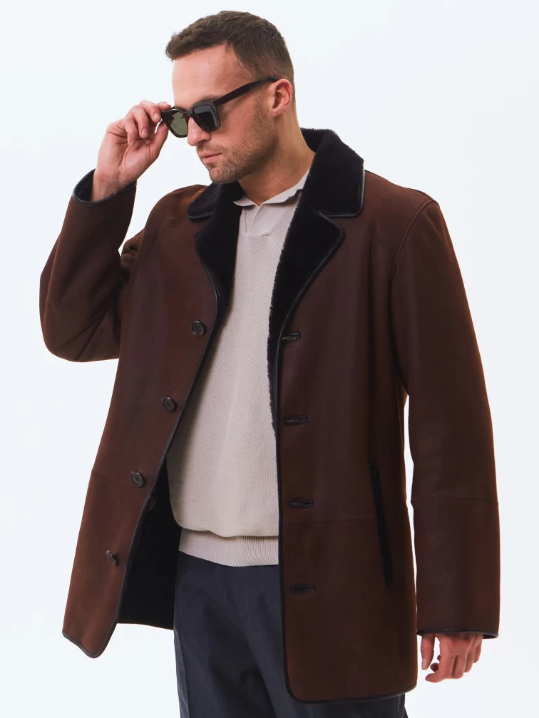 Классическая мужская дубленка 135, виски, размер 48, артикул 70720-5