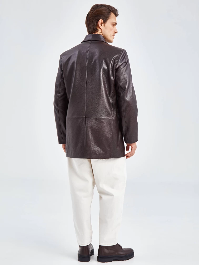 Кожаный пиджак мужской премиум класса 21/1, коричневый, размер 50, артикул 27300-6