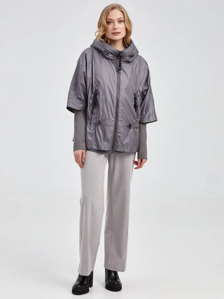 Текстильная утепленная с капюшоном женская куртка 21420, серая, размер 42, артикул 25120-5
