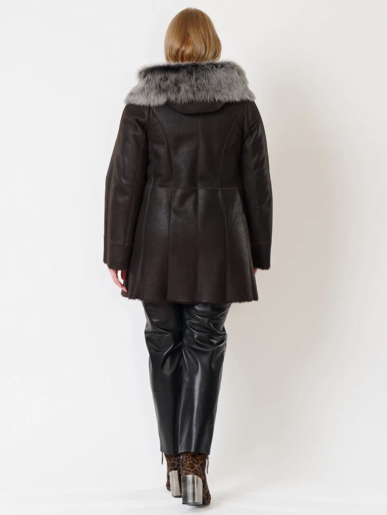 Женская дубленка с капюшоном из тосканы 270, коричневая, размер 66, артикул 14720-4