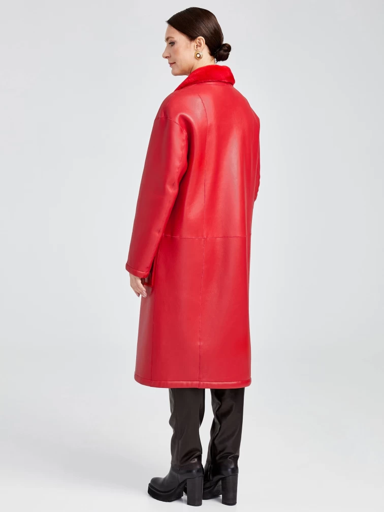 Длинная женская дубленка оверсайз премиум класса 2002, красная, размер 48, артикул 62442-4