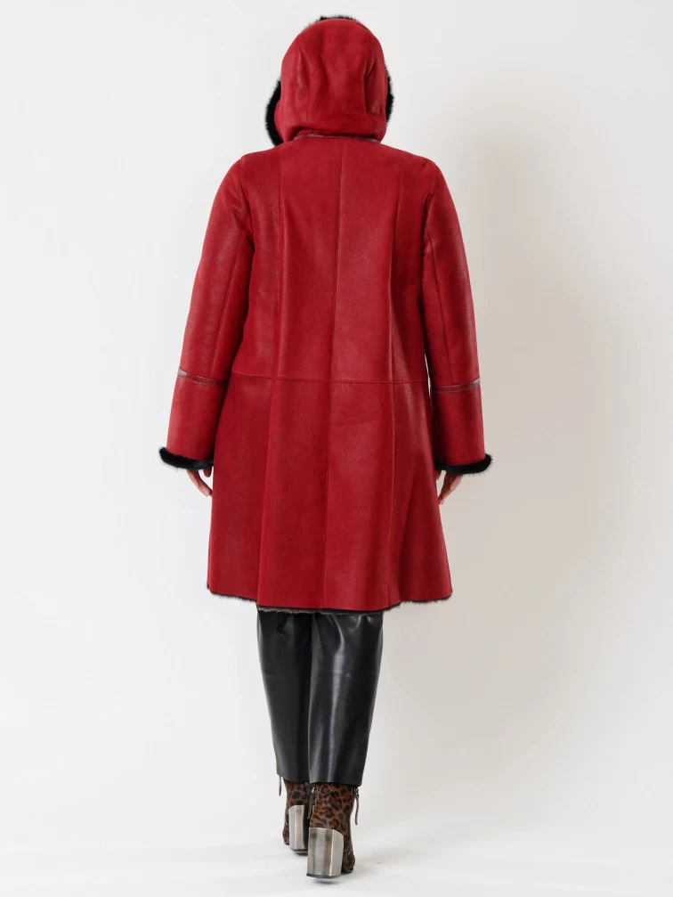 Демисезонный комплект женский: Дубленка 225У + Брюки 03, красный/черный, р. 50, арт. 111210-2