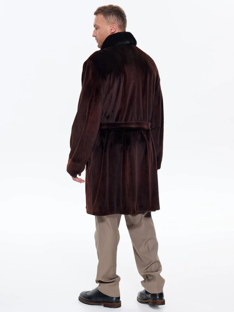 Мужская двубортная норковая шуба CADANO F086389A, коричневая, размер 56, артикул 34540-5