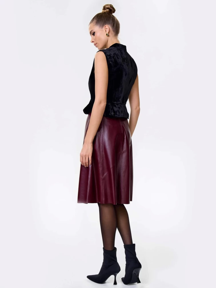 Бордовая кожаная юбка 01рс, размер 44, артикул 85442-7