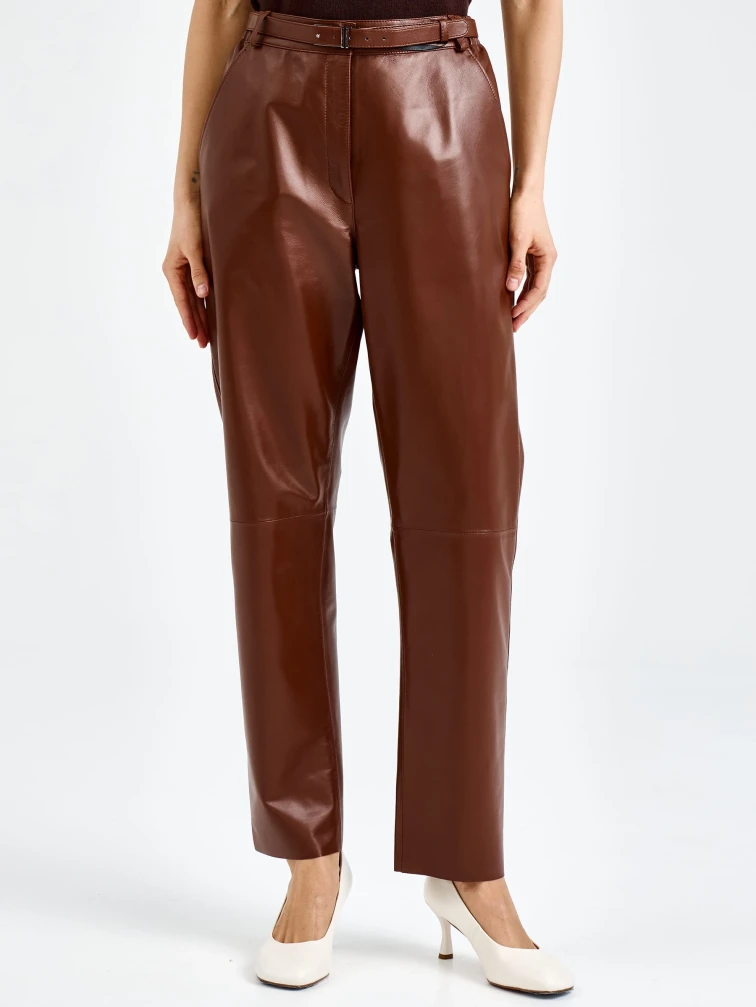 Женские кожаные брюки премиум класса 04, виски, размер 48, артикул 92610-6