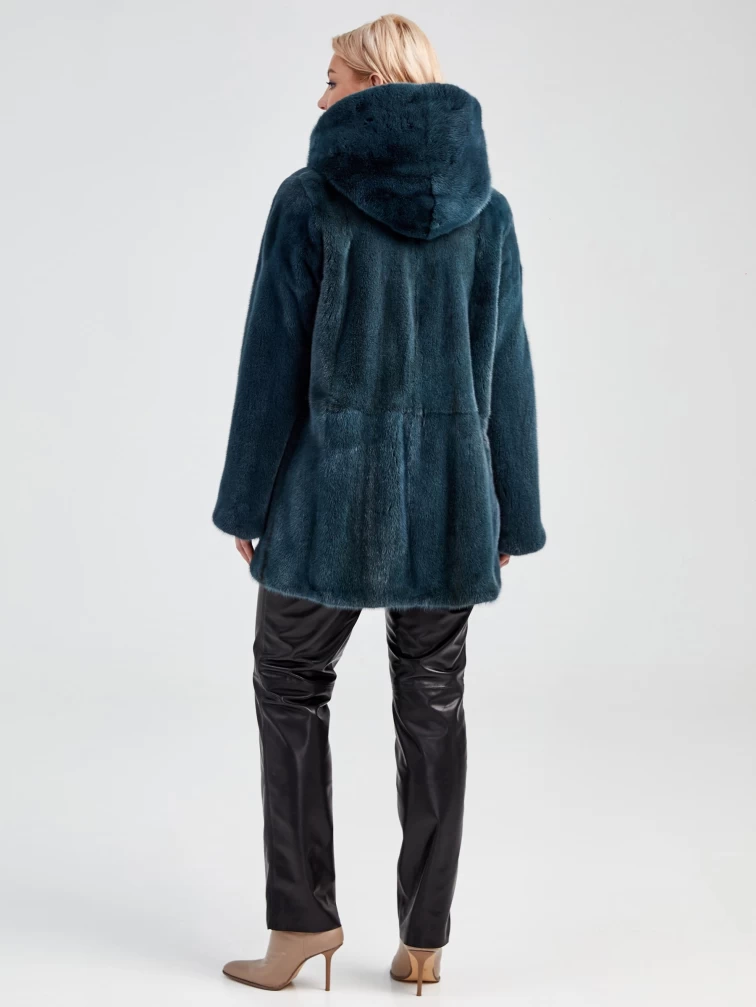 Зимний комплект женский: Шуба из меха норки Nina + Брюки 02, зеленый/черный, р. 52, арт. 111370-4