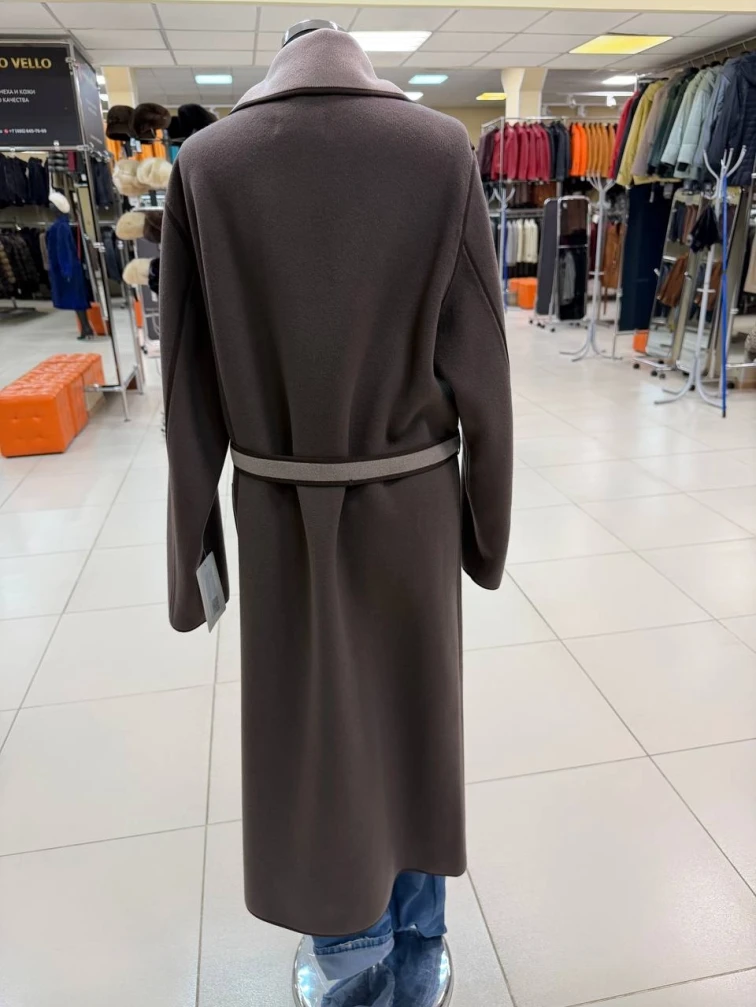 Пальто кашемировое женское темно-коричневое 1055-125, размер 46, артикул 92490-1