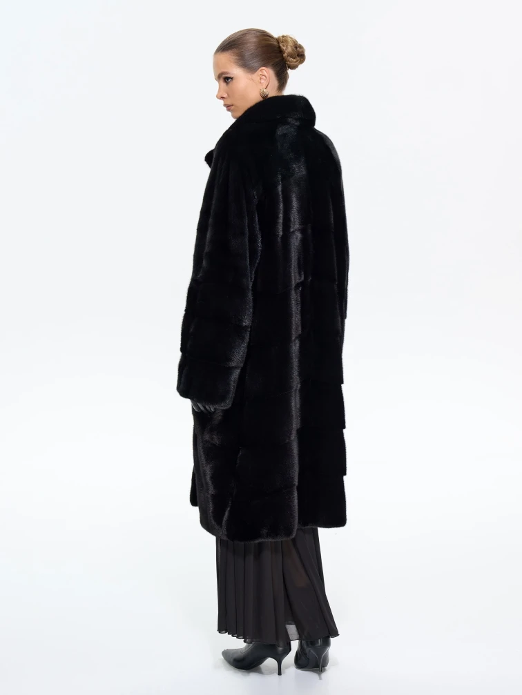 Длинная женская норковая шуба М-102- 1901, черная, размер 52, артикул 65400-5