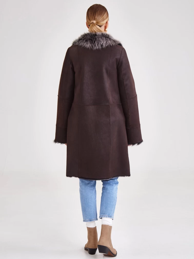 Дубленка женская с мехом тосканы 221, коричневая, размер 46, артикул 61421-6