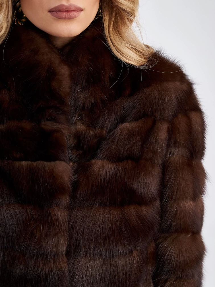 Соболиная шуба автоледи для женщин премиум класса 2а(с), темно-коричневая, размер 50, артикул 33680-3