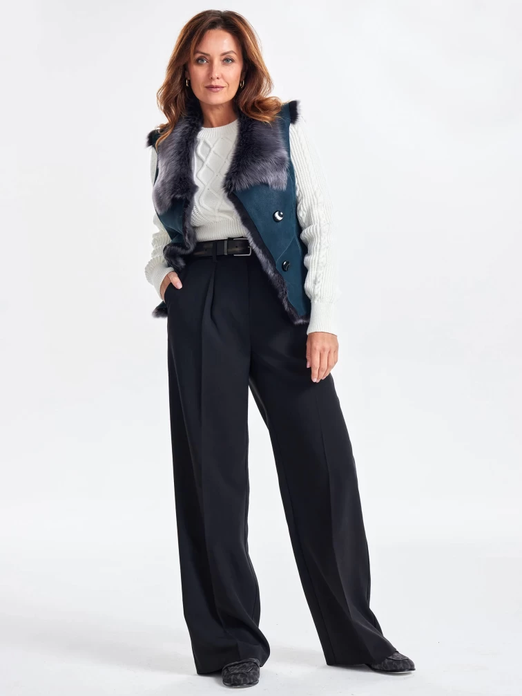 Меховой жилет из тосканы премиум класса для женщин 06, синий, размер 46, артикул 63320-0