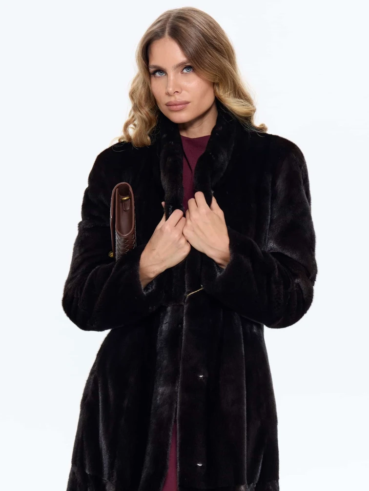 Шуба из меха норки MAKIS ROUSSOULIS METALICA, черная, размер 44, артикул 34500-3