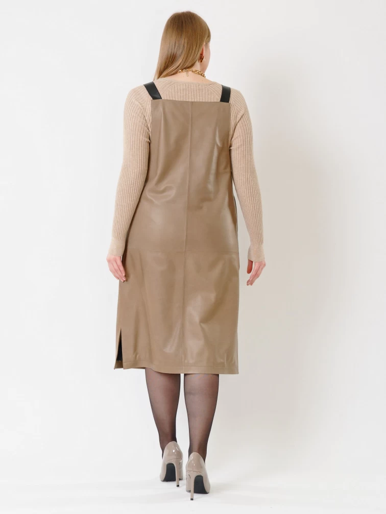 Кожаный сарафан 01, серо-коричневый, размер 44, артикул 85372-2