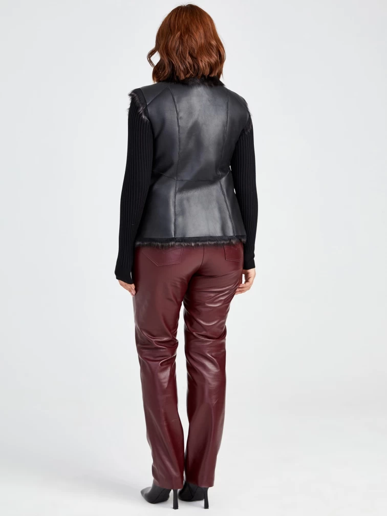 Меховой жилет из тосканы женский 06, черный, размер 44, артикул 62220-4