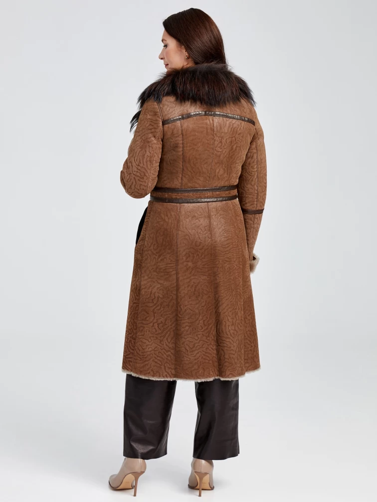 Зимний комплект женский: Дубленка 227 + Брюки 05, бежевый/черный, р. 44, арт. 111351-2