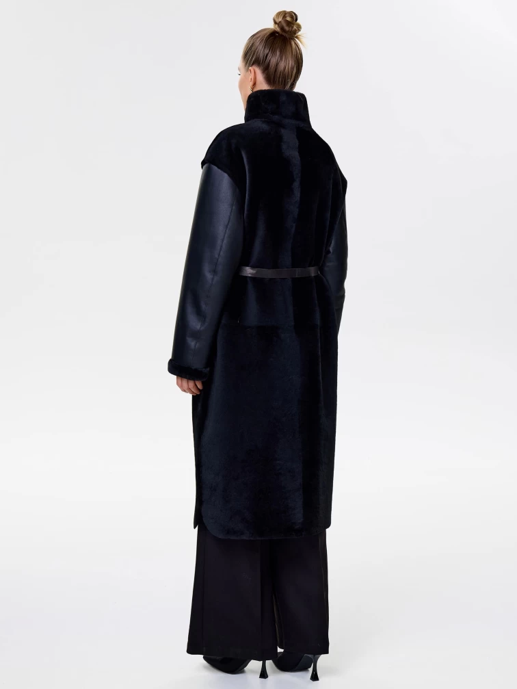 Длинная дубленка на молнии для женщин премиум класса 2050, черная, размер 50, артикул 62480-5