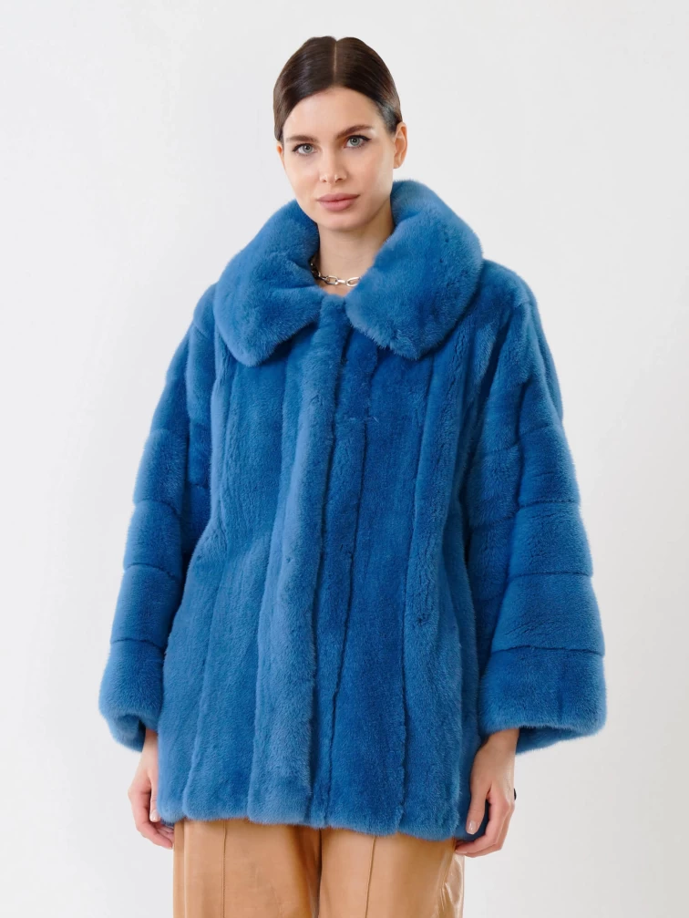 Куртка из меха норки женская 2996, голубая, размер 50, артикул 32700-0
