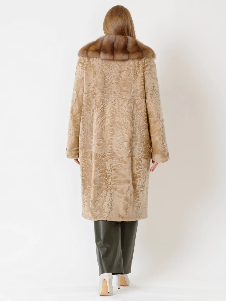 Зимний комплект женский: Шуба из каракуля Екатерина(вк) + Брюки 06, жемчужный/оливковый, р. 54, арт. 111327-4